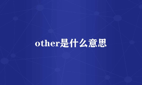 other是什么意思