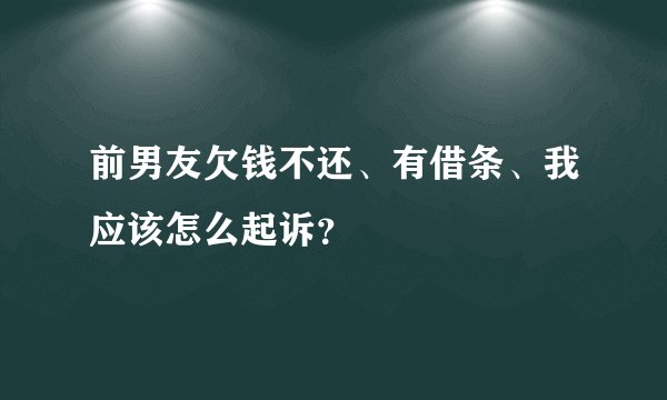 前男友欠钱不还、有借条、我应该怎么起诉？