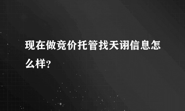 现在做竞价托管找天诩信息怎么样？