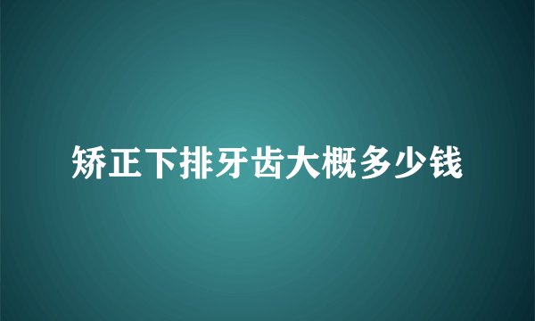 矫正下排牙齿大概多少钱