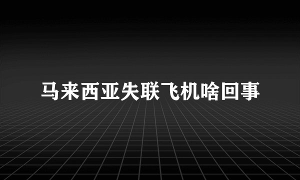 马来西亚失联飞机啥回事