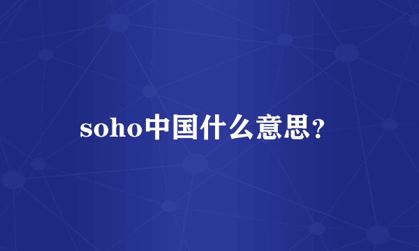 soho中国什么意思？