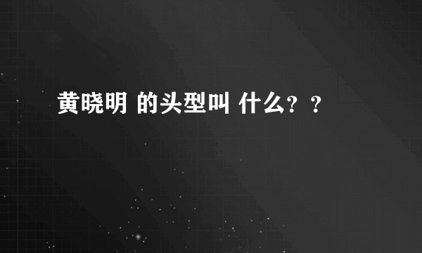 黄晓明 的头型叫 什么？？