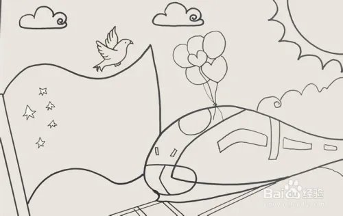 简笔画系列-怎样画关于建国70周年的绘画