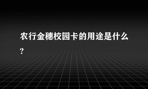 农行金穗校园卡的用途是什么?