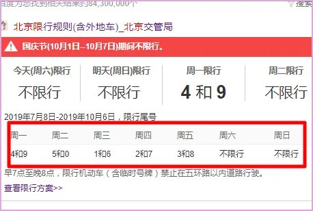 2019北京限号查询