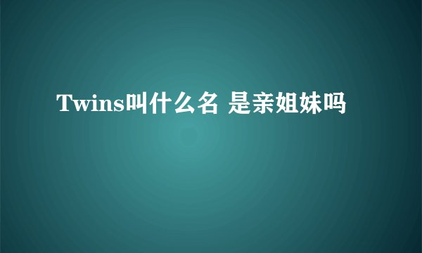 Twins叫什么名 是亲姐妹吗