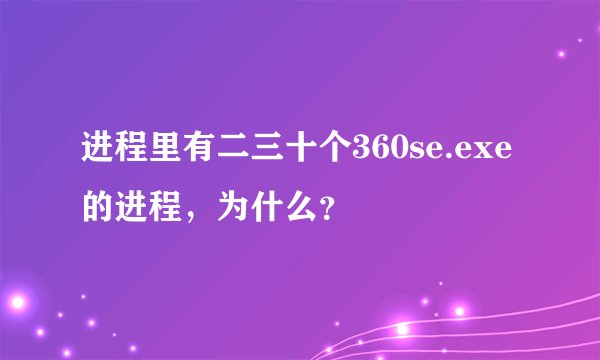 进程里有二三十个360se.exe的进程，为什么？