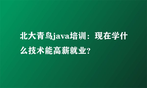 北大青鸟java培训：现在学什么技术能高薪就业？
