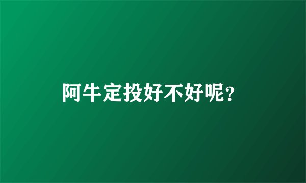 阿牛定投好不好呢？