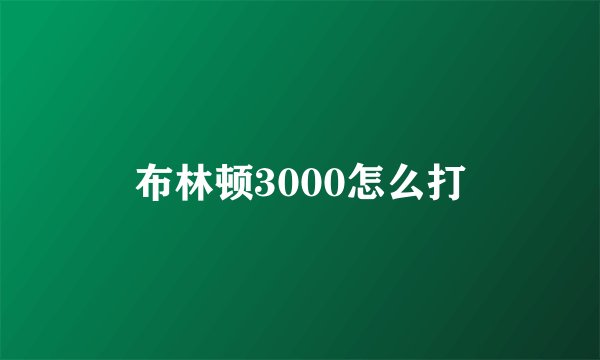 布林顿3000怎么打