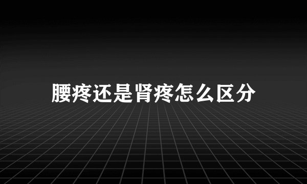 腰疼还是肾疼怎么区分
