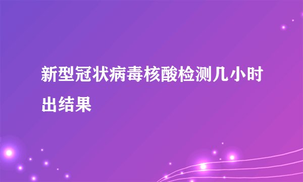 新型冠状病毒核酸检测几小时出结果