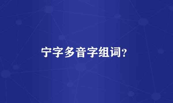 宁字多音字组词？