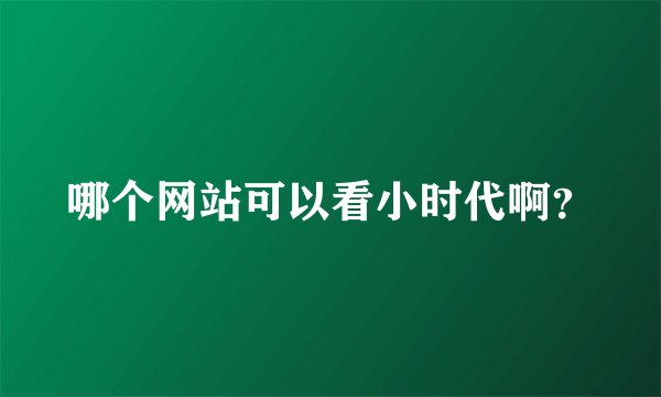 哪个网站可以看小时代啊？