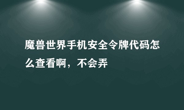 魔兽世界手机安全令牌代码怎么查看啊，不会弄