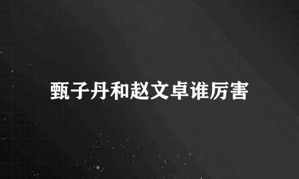 甄子丹和赵文卓谁厉害