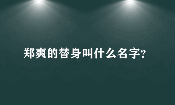 郑爽的替身叫什么名字？