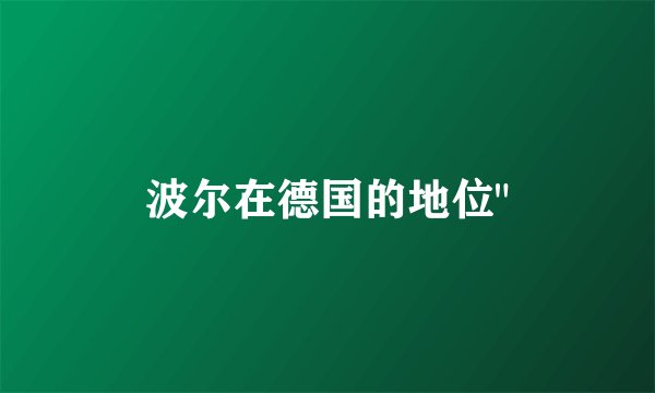 波尔在德国的地位
