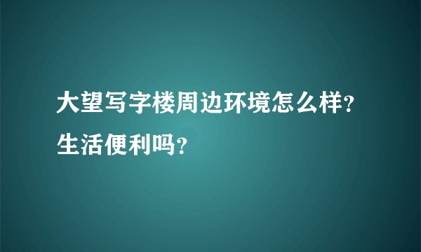 大望写字楼周边环境怎么样？生活便利吗？