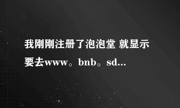 我刚刚注册了泡泡堂 就显示要去www。bnb。sdo。com去这个网站补填