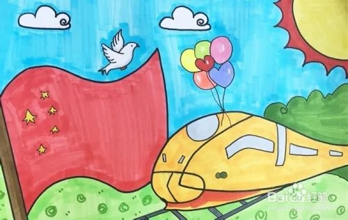 简笔画系列-怎样画关于建国70周年的绘画