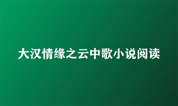 大汉情缘之云中歌小说阅读