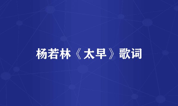 杨若林《太早》歌词