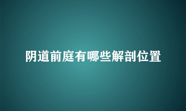 阴道前庭有哪些解剖位置
