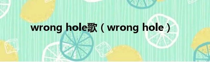 wrong hole歌（wrong hole）