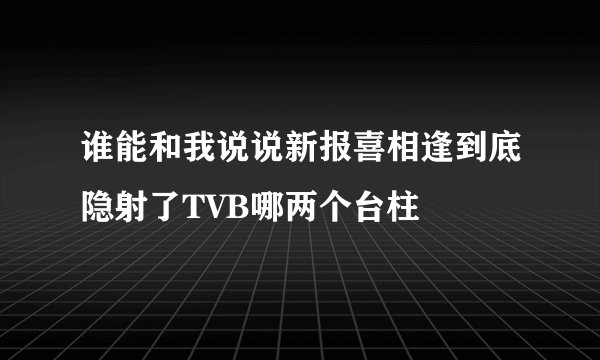 谁能和我说说新报喜相逢到底隐射了TVB哪两个台柱