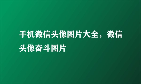 手机微信头像图片大全，微信头像奋斗图片