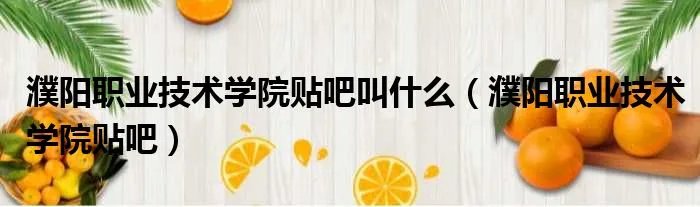 濮阳职业技术学院贴吧叫什么（濮阳职业技术学院贴吧）