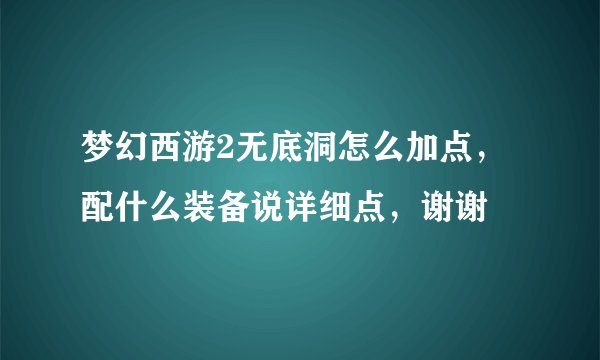 梦幻西游2无底洞怎么加点，配什么装备说详细点，谢谢
