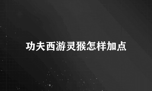 功夫西游灵猴怎样加点