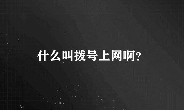 什么叫拨号上网啊？