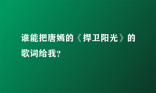 谁能把唐嫣的《捍卫阳光》的歌词给我？