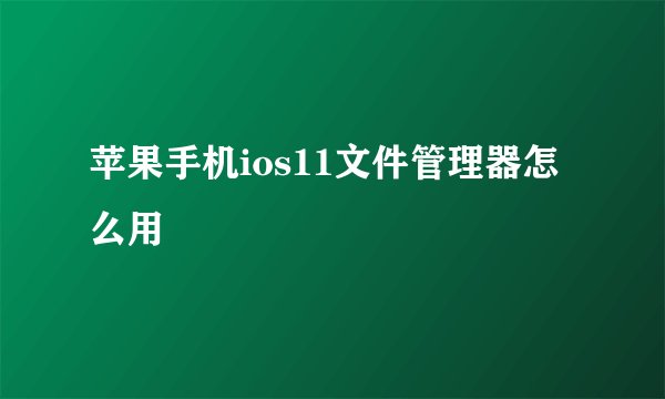 苹果手机ios11文件管理器怎么用