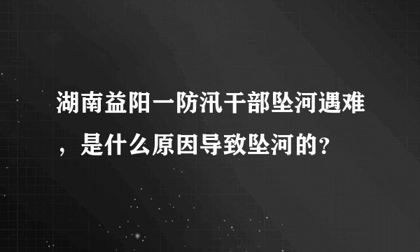 湖南益阳一防汛干部坠河遇难，是什么原因导致坠河的？