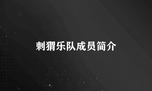 刺猬乐队成员简介