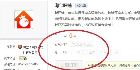 淘宝旺铺专业版多少钱