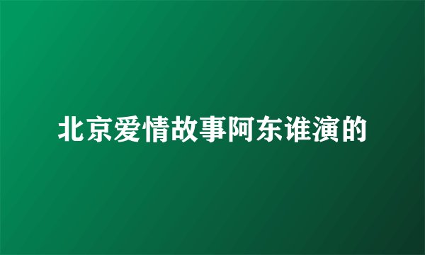 北京爱情故事阿东谁演的