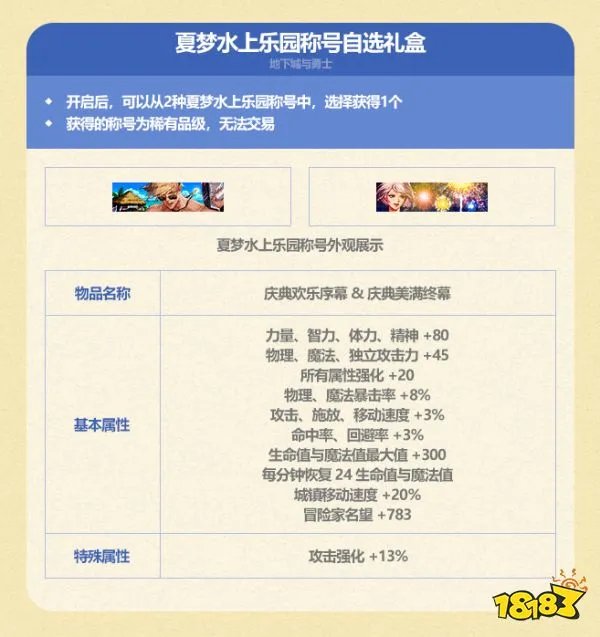 dnf2023夏日套称号怎么样 夏日礼包称号属性介绍