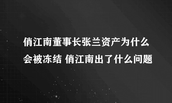 俏江南董事长张兰资产为什么会被冻结 俏江南出了什么问题