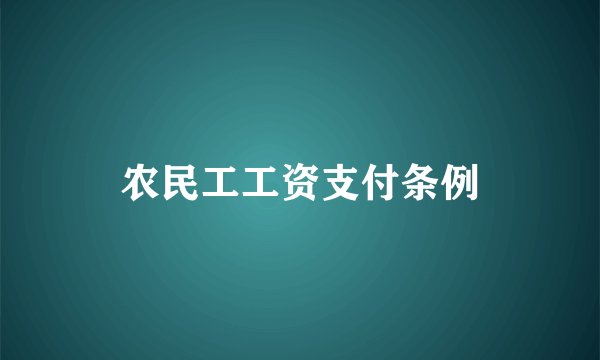农民工工资支付条例
