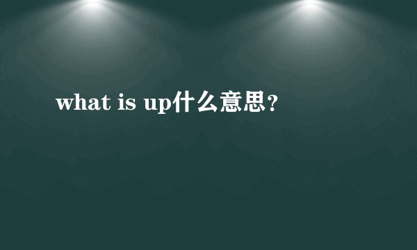 what is up什么意思？