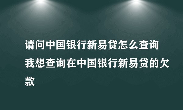 请问中国银行新易贷怎么查询我想查询在中国银行新易贷的欠款