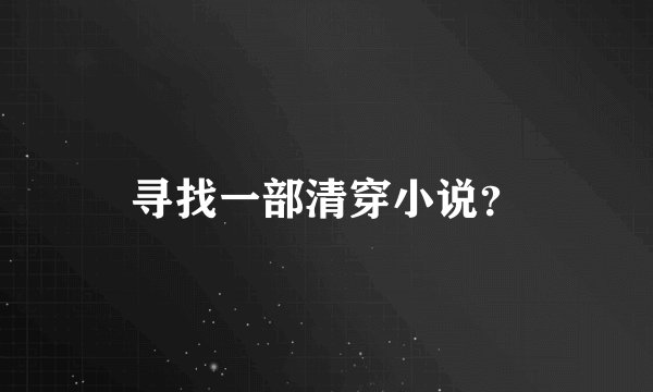 寻找一部清穿小说？