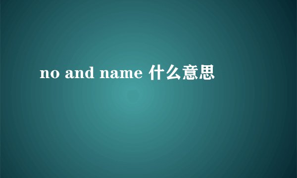 no and name 什么意思