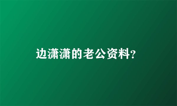 边潇潇的老公资料？